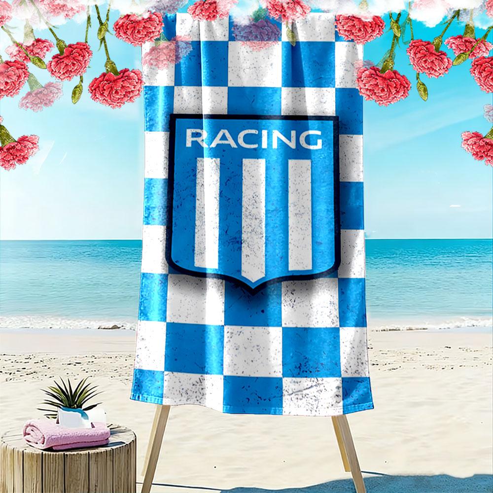 Racing Shield Blue Pattern Beach Towel Quick-drying for Travel Outdoor Sports Jogging Beach and Swimming