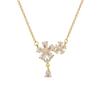 Zircon Five-Leaf Flower Light Luxury Temperament Gorgeous Full Diamond Necklace Female Versatile Collarbone Chain Titanium Steel Chain