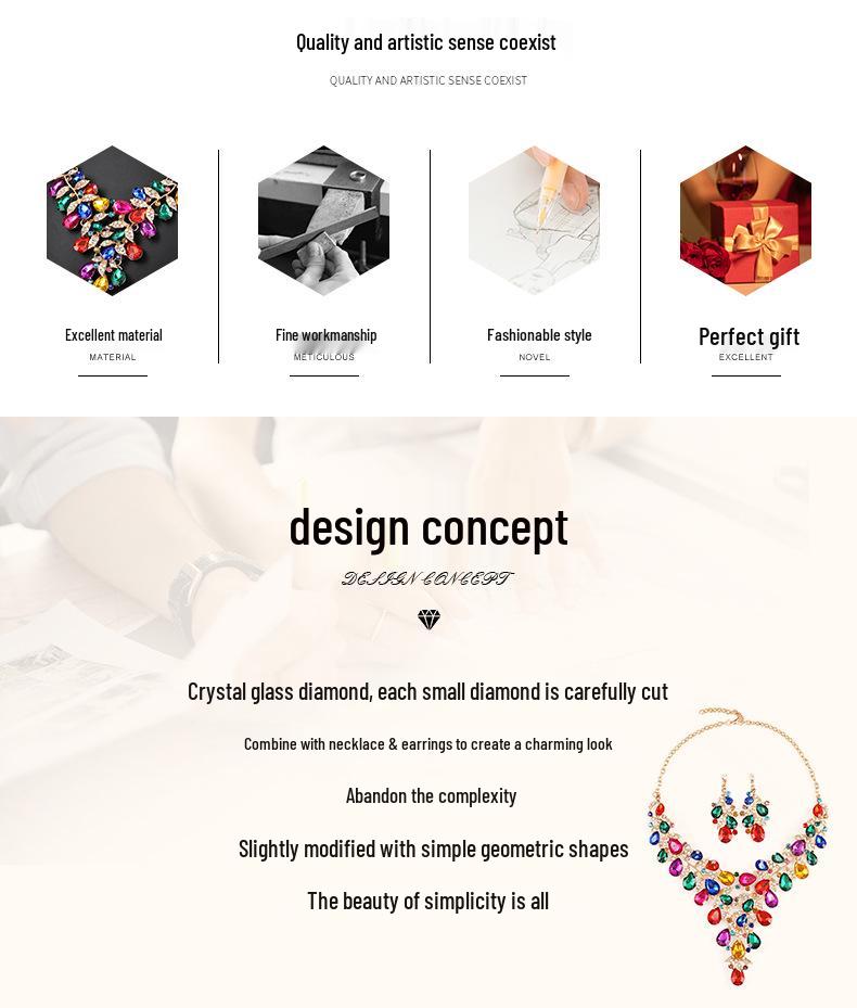 European & American Vintage Crystal Necklace Set: Women's Luxury Evening Dress Clavicle Chain