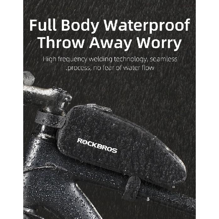 ROCKBROS Bicycle Bag Rainproof Top Tube Bag 1L 1.6L Big Capacity Nylon Ultralight Portable Doube Zipper Front Pocket Bike Bag