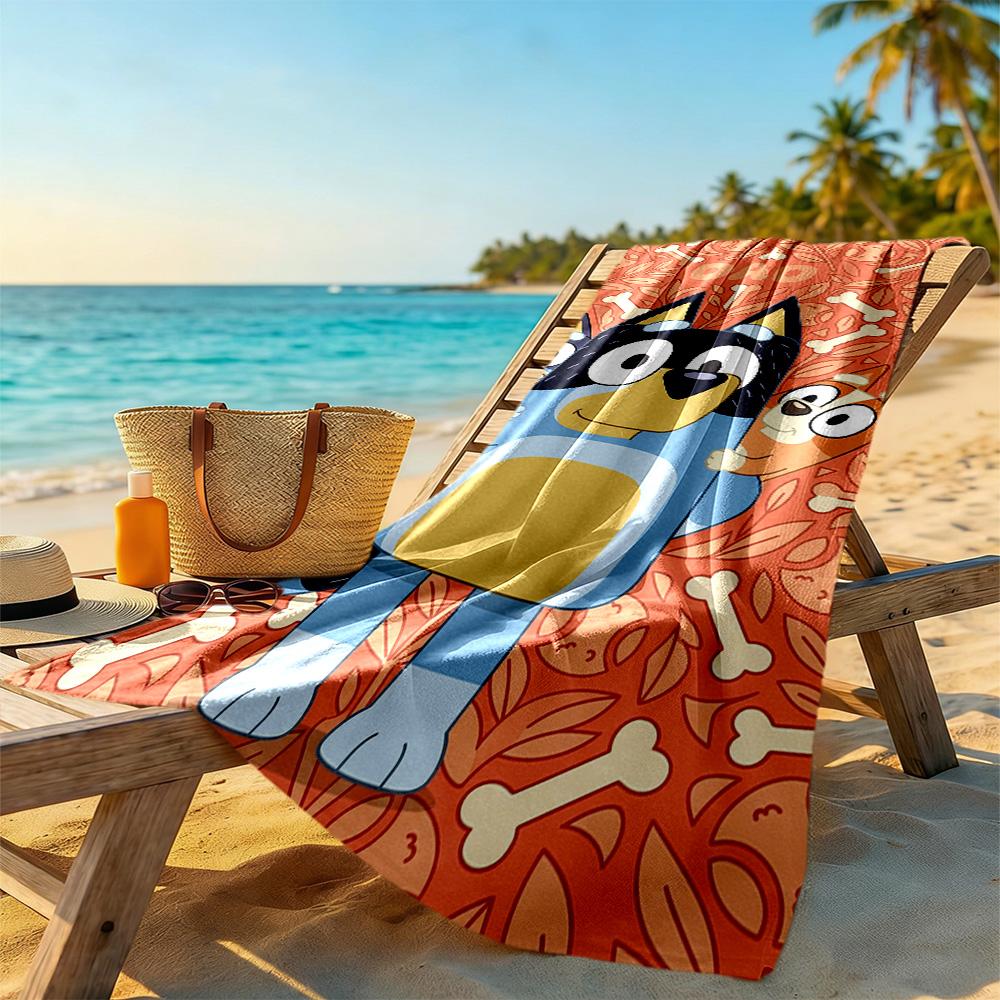 Bluey Beach Towel Super Soft & Absorbent Comfortable Lightweight Suitable for Sports, Travel, Swimming, Yoga, Bathroom, Beach, And Pool