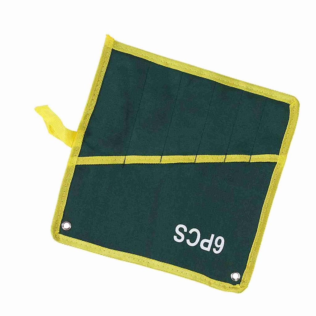 1Pc Durable Canvas 6 8 10 12 14 25 Pockets Spanner Wrench Tool Roll Up Storage Bag Green
