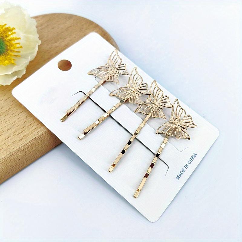 

A Pack of 4 Hollow Butterfly Hairpins, Each Measuring 2.56 Inch золотистый