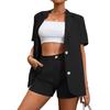 Women's Suit Fashion Temperament Suit Solid Color Suit High Waist Shorts Two-piece Set