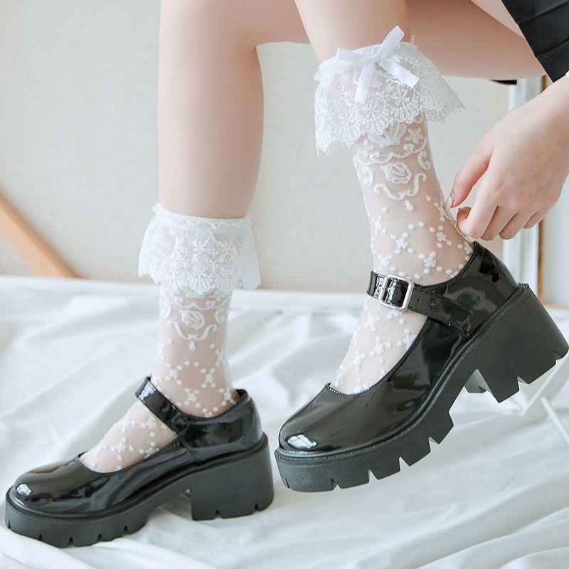 Lace Lace Stockings Women's Bow Summer Thin Long Leg Socks