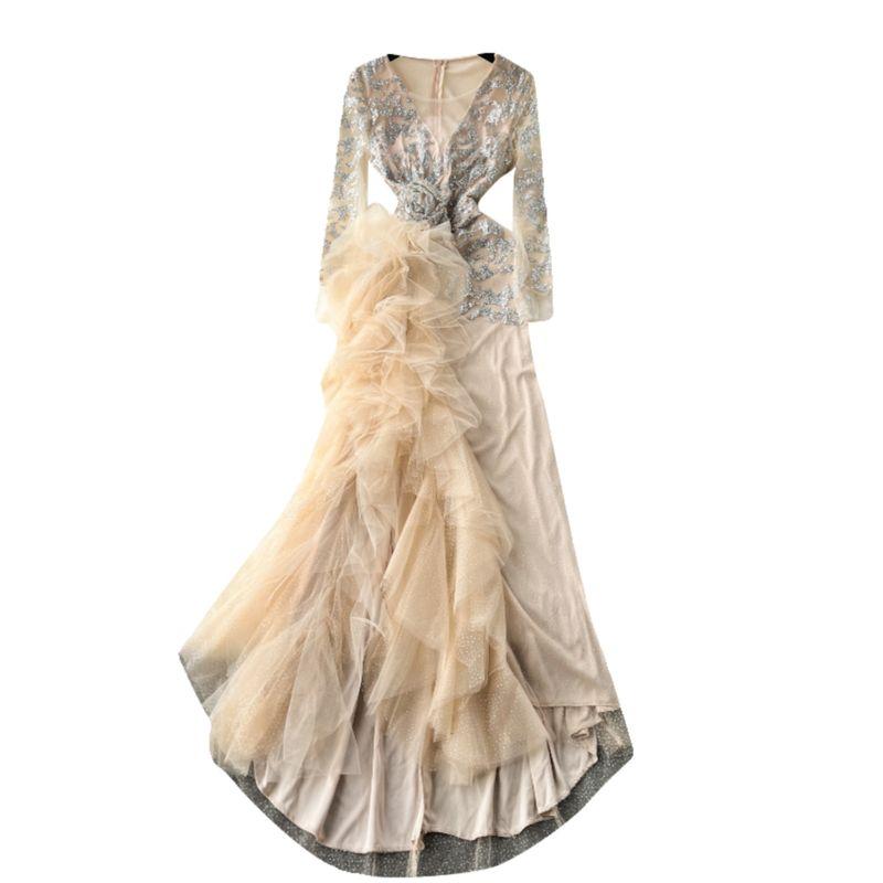 Accessible Luxury Banquet Niche Style Three-Dimensional Mesh Dress Dress