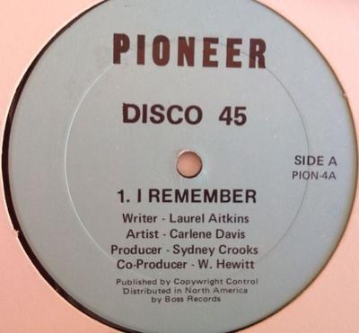 12inch Record CARLENE DAVIS  I Remember PION4 Pioneer Interna Canada Reggae Ska  Dub Used