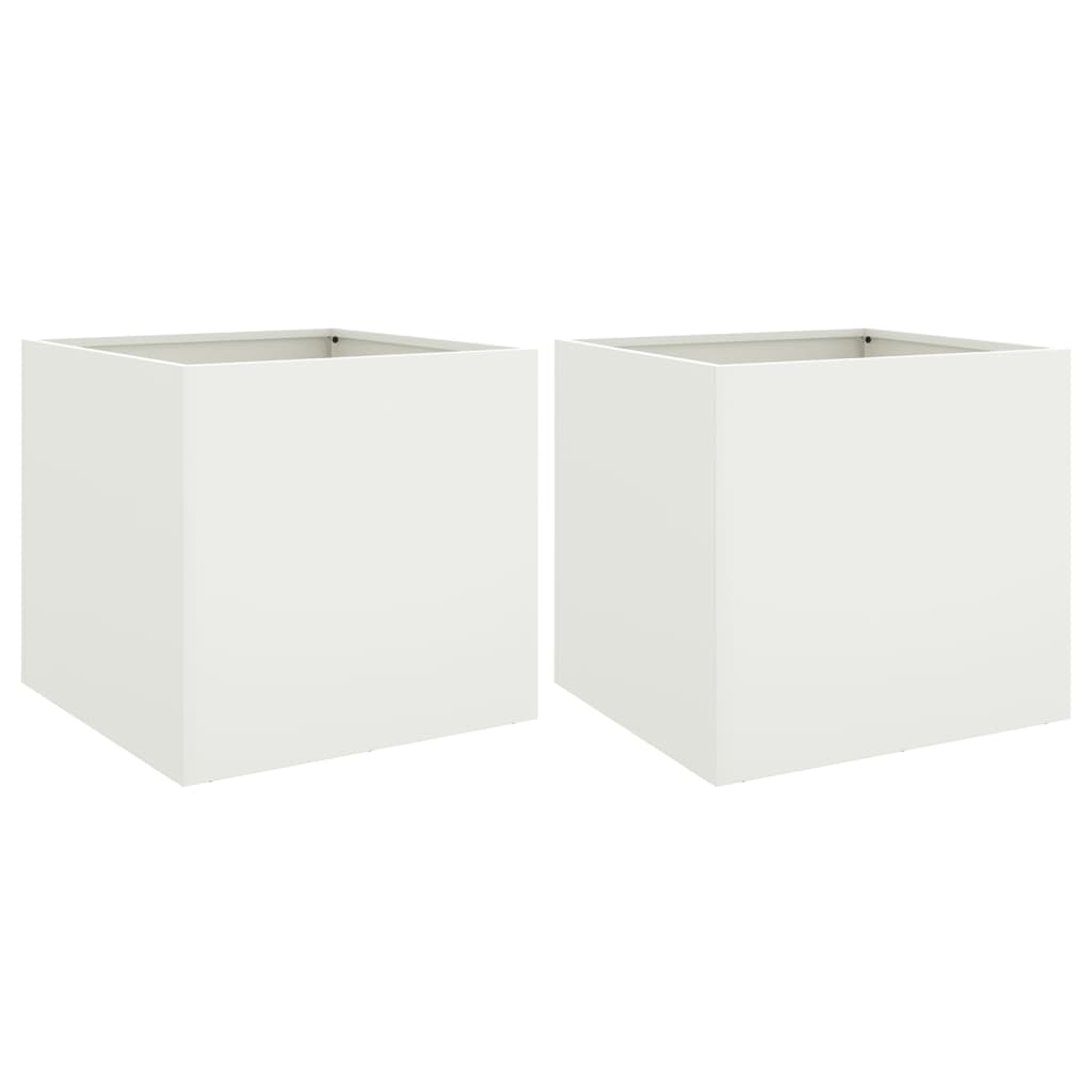 Planters 2 pcs White 49 x 47 x 46 cm Steel