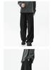 Unisex Dark Grey Paratrooper Pants - Spring/Autumn Loose Fit, Pleated, Wide-Leg Trend