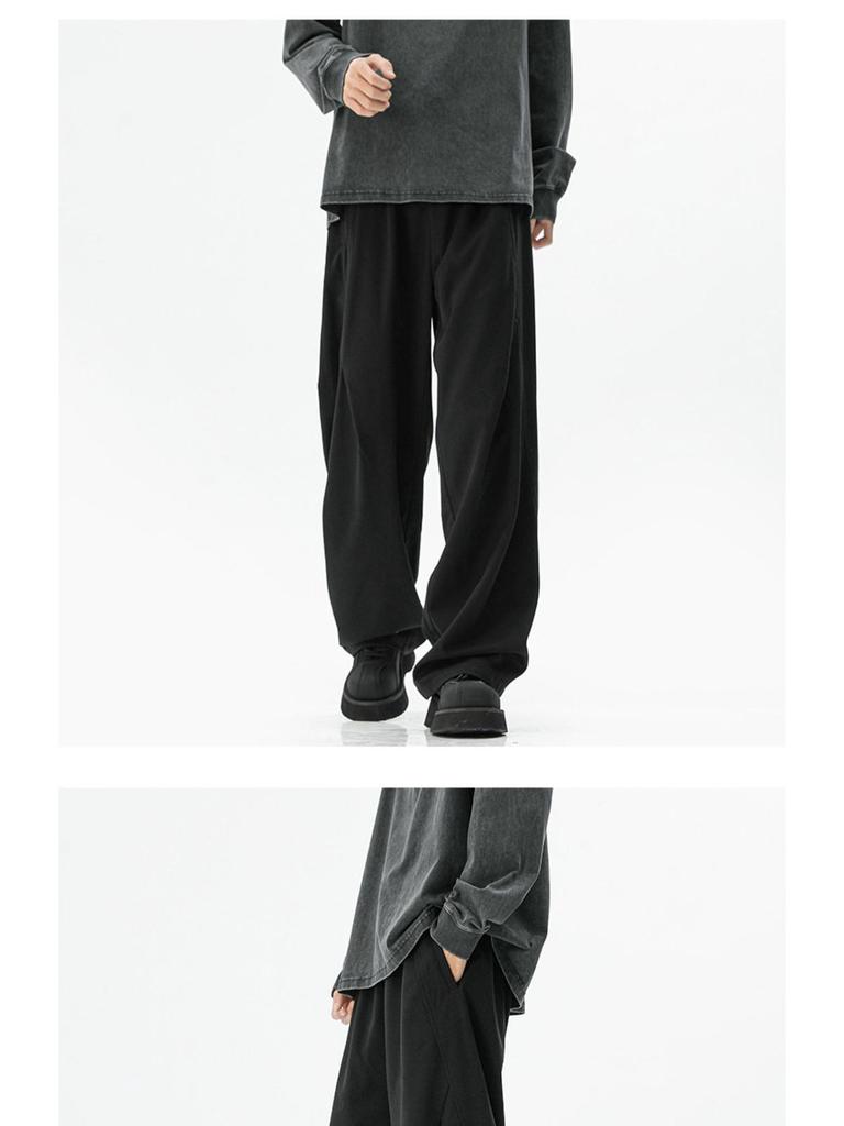 Unisex Dark Grey Paratrooper Pants - Spring/Autumn Loose Fit, Pleated, Wide-Leg Trend