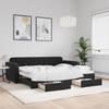 Vidaxl Extendable Sofa With Drawers, Black, 90X200 Cm, Velvet