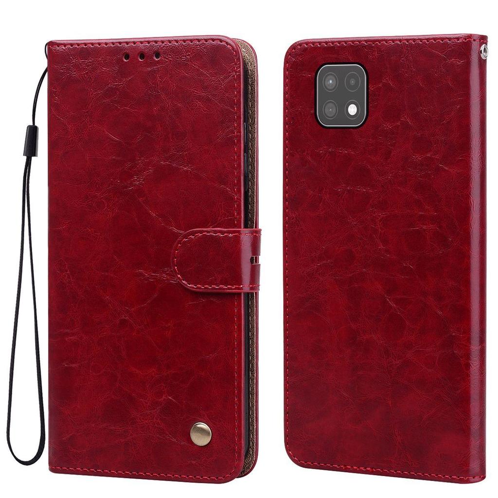 Vintage Crazy Horse Texture PU Leather Flip Wallet Phone Case for Samsung Galaxy A22s 5G,A22 5G Card Holder Kickstand Shockproof Protective Cover