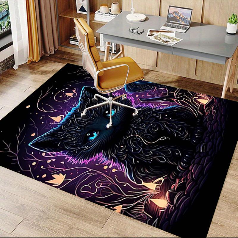 1PC Black Cat Fantasy Extra Large Non Slip Floor carpet, Office, family, Studio   Large Area Rug Indoor Rugs, Bold Statement Piece