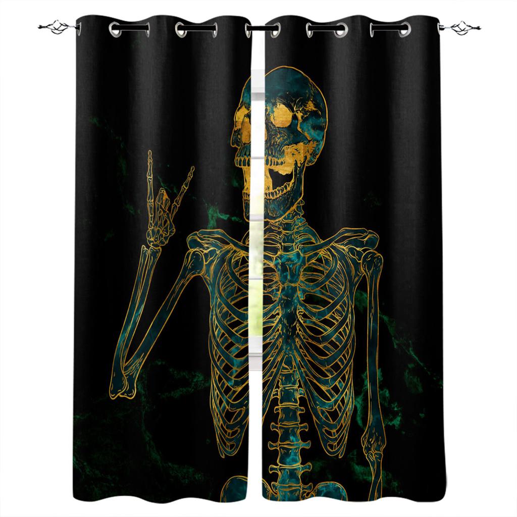 Skull Head Wall Skeleten Hall Window Curtains For the Kids Bedroom Living Room Bthroom Treatments Kitchen Decor Drapes Blinds