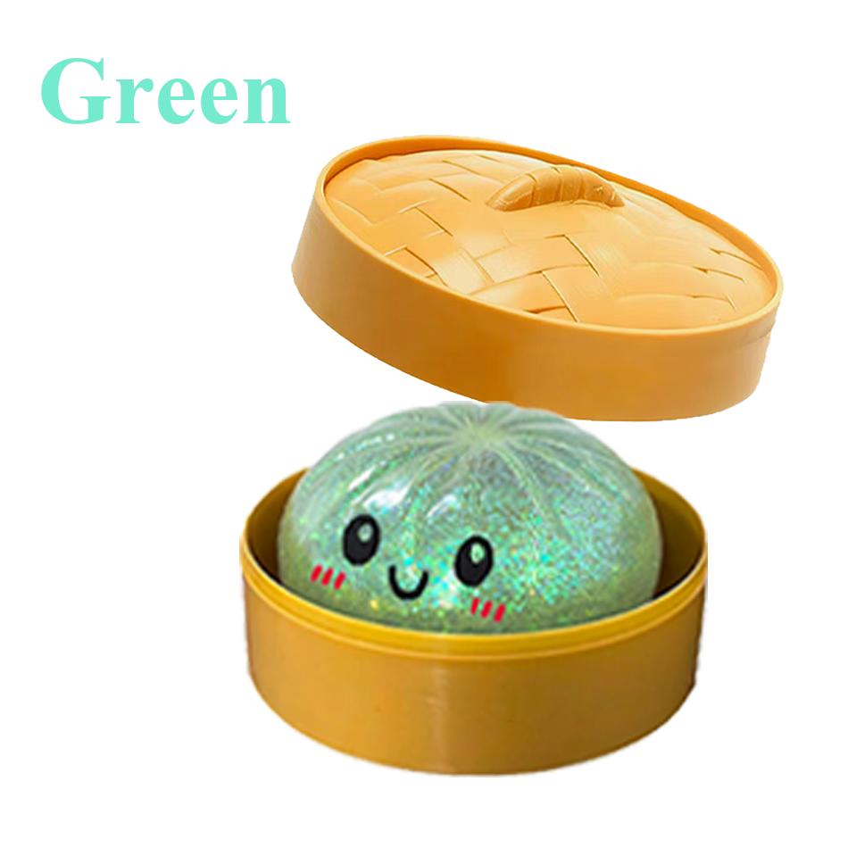 New Simulation Dumpling Squeezable Toys Squishy Colorful Glitter Anti Stress Stress-relieving Toy зелёный