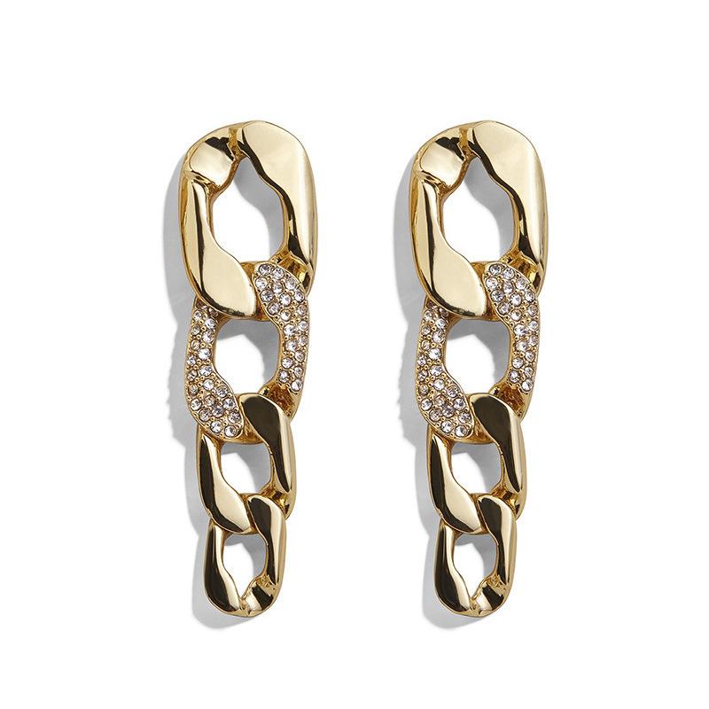

Geometric Fashionable Alloy Stud Earrings For Women With Sparkling Chain Style