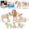 TOYMANY 6-Piece Lion Figure Set, White Lion Figures, Wildlife Models for Parents and Children, Realistic Animal Models for Home and Family Use,