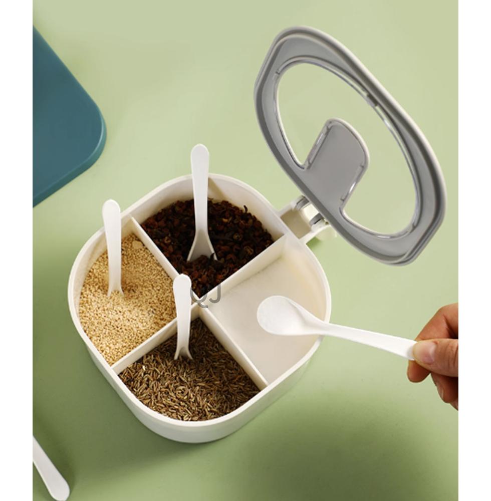 Seasoning Combination Set  Kitchen Four Compartment Integrated Seasoning Jar  Household Seasoning Box with Lid Storage