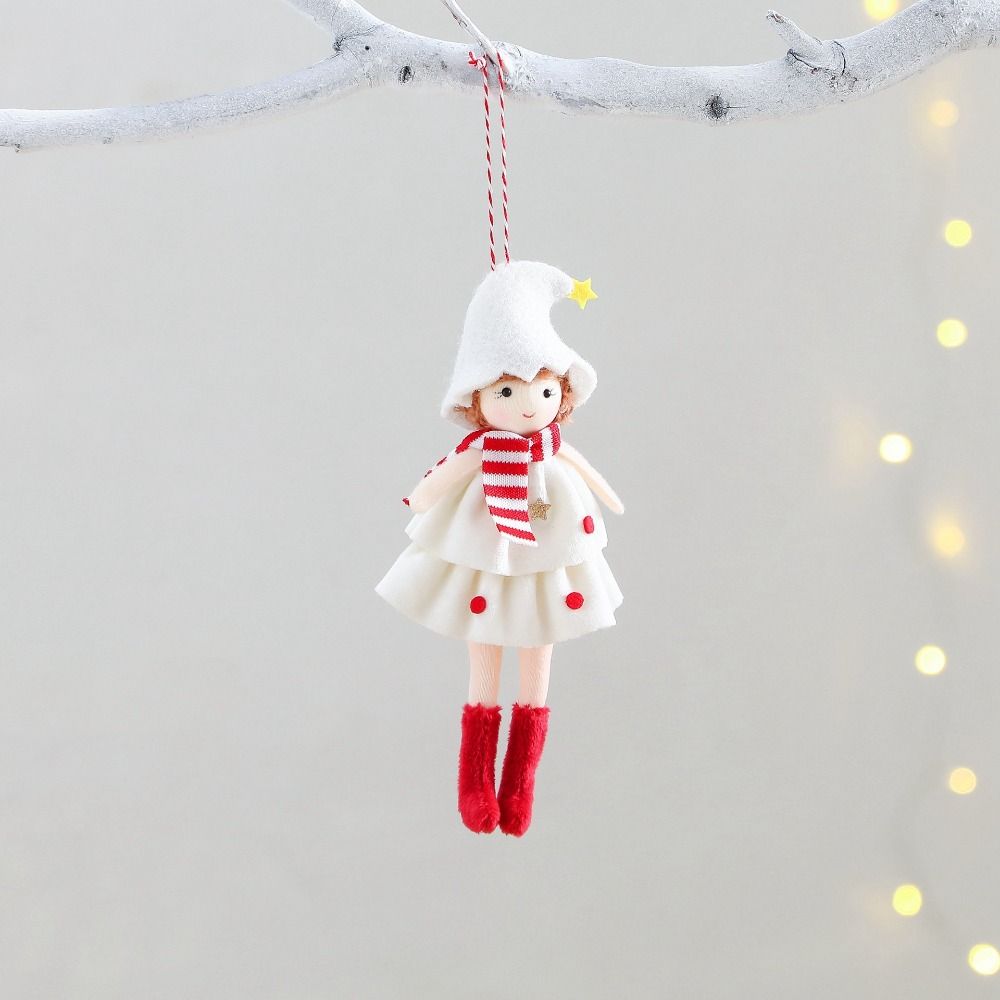 Holiday Season Cloth Christmas Angel Skirt Shape Hanging Pendants Angel Girl Pendant Cute Toy Pendant Tree Decorations