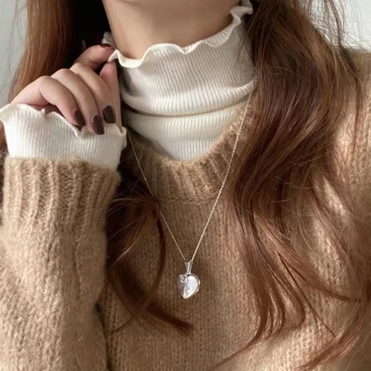 

Ранняя весна Новая тонкая рубашка-основа с полувысоким горлом для женских черных ушей с модной приталенной посадкой Внутри с белой футболкой с длинным рукавом 3XL белый