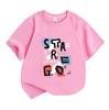 Kids Boys Girls 100% Cotton Crew Neck Short Sleeve T-Shirt, Stylish Stare Go Graffiti Print Casual Soft Breathable Tee for Daily Wear Summer Active To