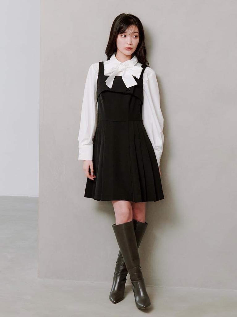 Pleated Mini Jumper Skirt SWFO254182BLK1