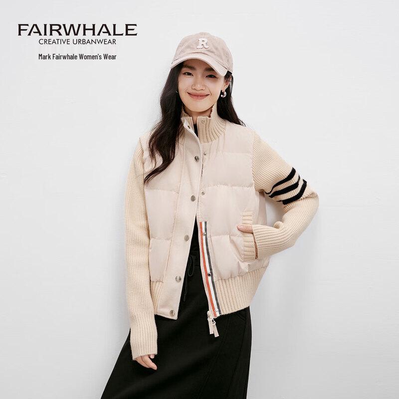 Mark Fairwhale Damen Kurze Strick Patchwork Stehkragen Daunenjacke