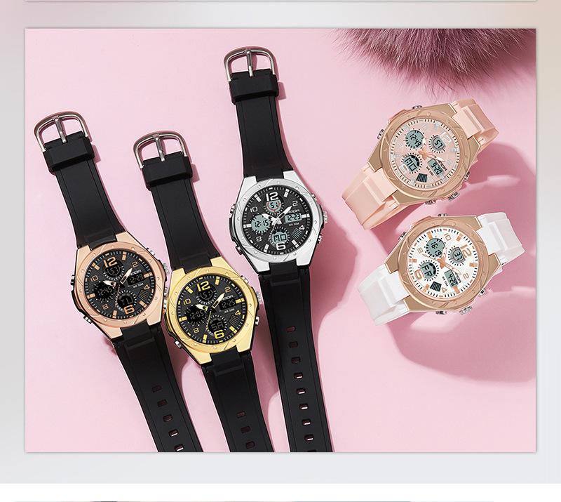 Sportovní svítivé vodotěsné multifunkční elektronické hodinky pro dospívající dívky