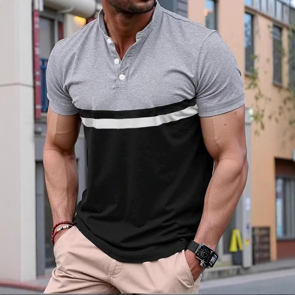 New Men Summer Short Sleeve Stand Collar Polo Shirt Men Fashion Business Casual Tops Polo