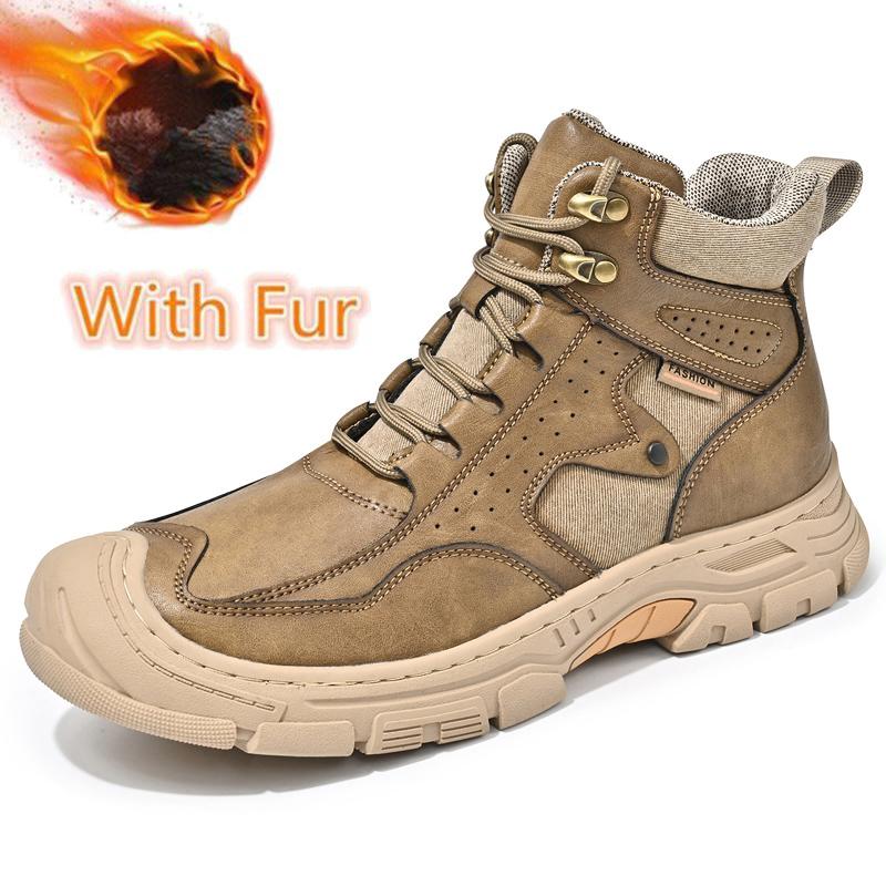 Fashion Non-Slip Outdoor Men Motorcycle Boots Casual Leather Autumn Winter High Top Shoes New Arrival Man Ankle Boots Comfy Hiking Botas