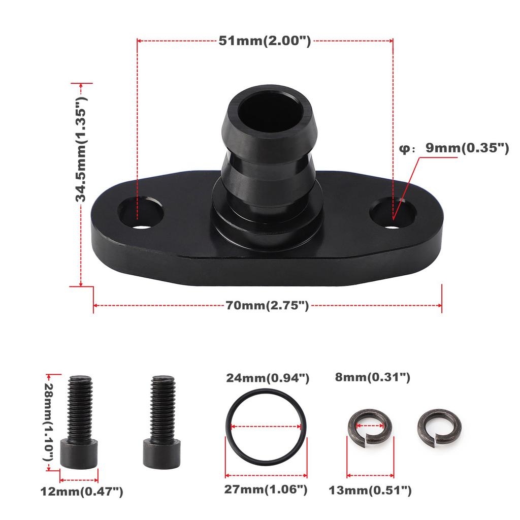 For Garrett T3 T4 GT28 GT30 GT35 T25 An10 2" 51 Turbo Oil Return Drain Return Flange Adapter Electric Turbo Process Leakproof
