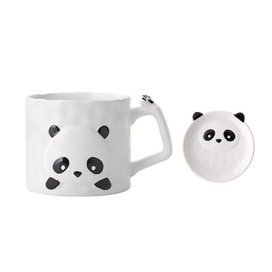 390ml Ceramic Mug Cartoon Panda Shape Large Capacity Ceramic Coffee Mug with Chinese Elements High Temperature Resistant Office Cup