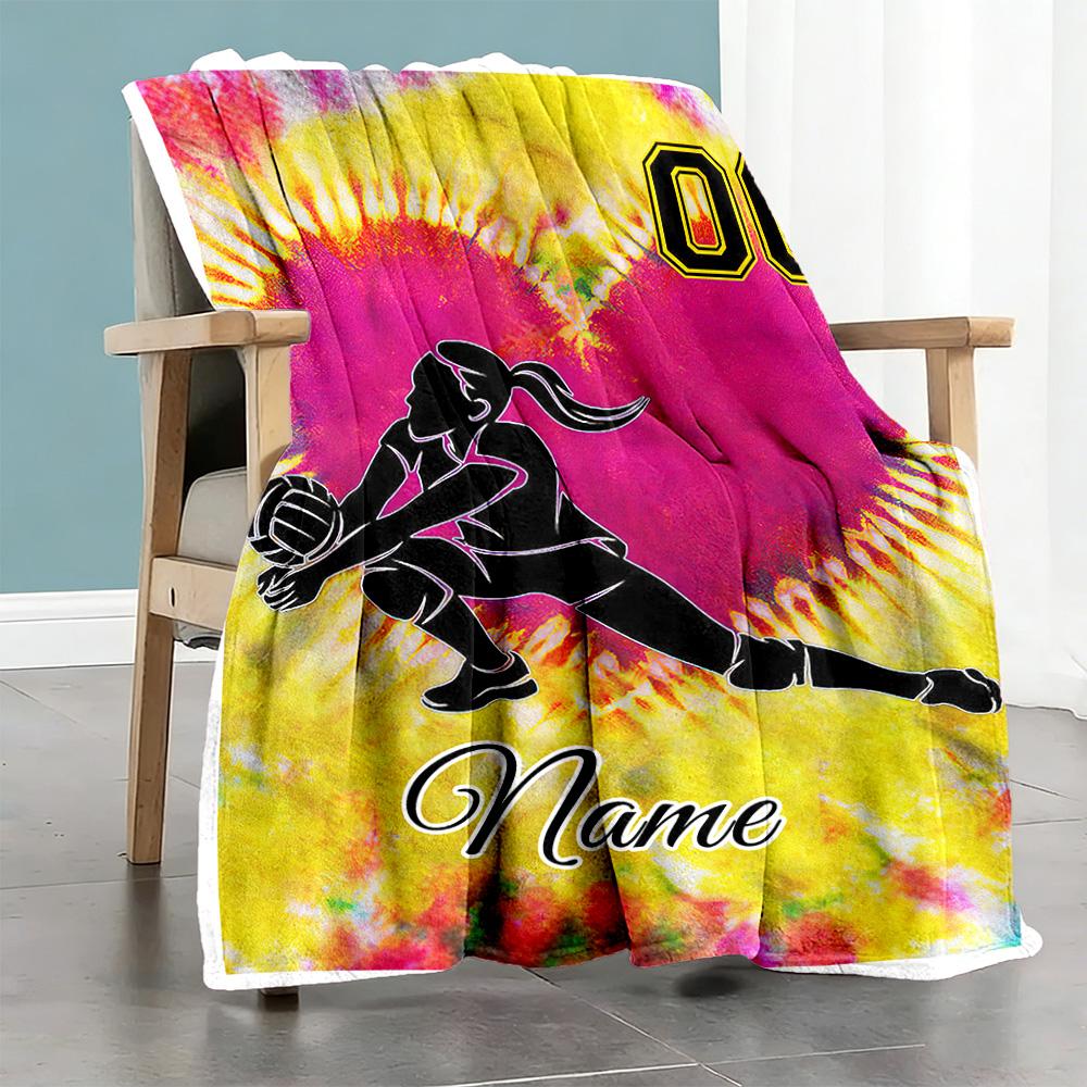 Love Volleyball Personalized Name Blanket Lightweight Customizable Blanket Durable Comfort Throw For Sofa Couch Bed Living Room Ideal for All Seasons
