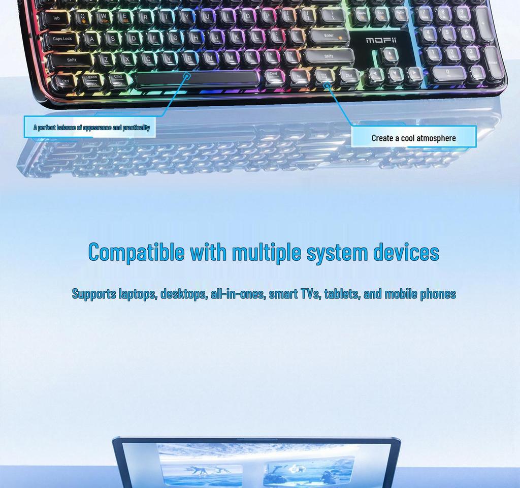 Crystal Arc RGB SK-708CDM Wireless Bluetooth Tri-Mode Keyboard