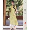 Si Shui Nian Hua 2025 Summer Green New Chinese Style Frog Button A-Line Dress