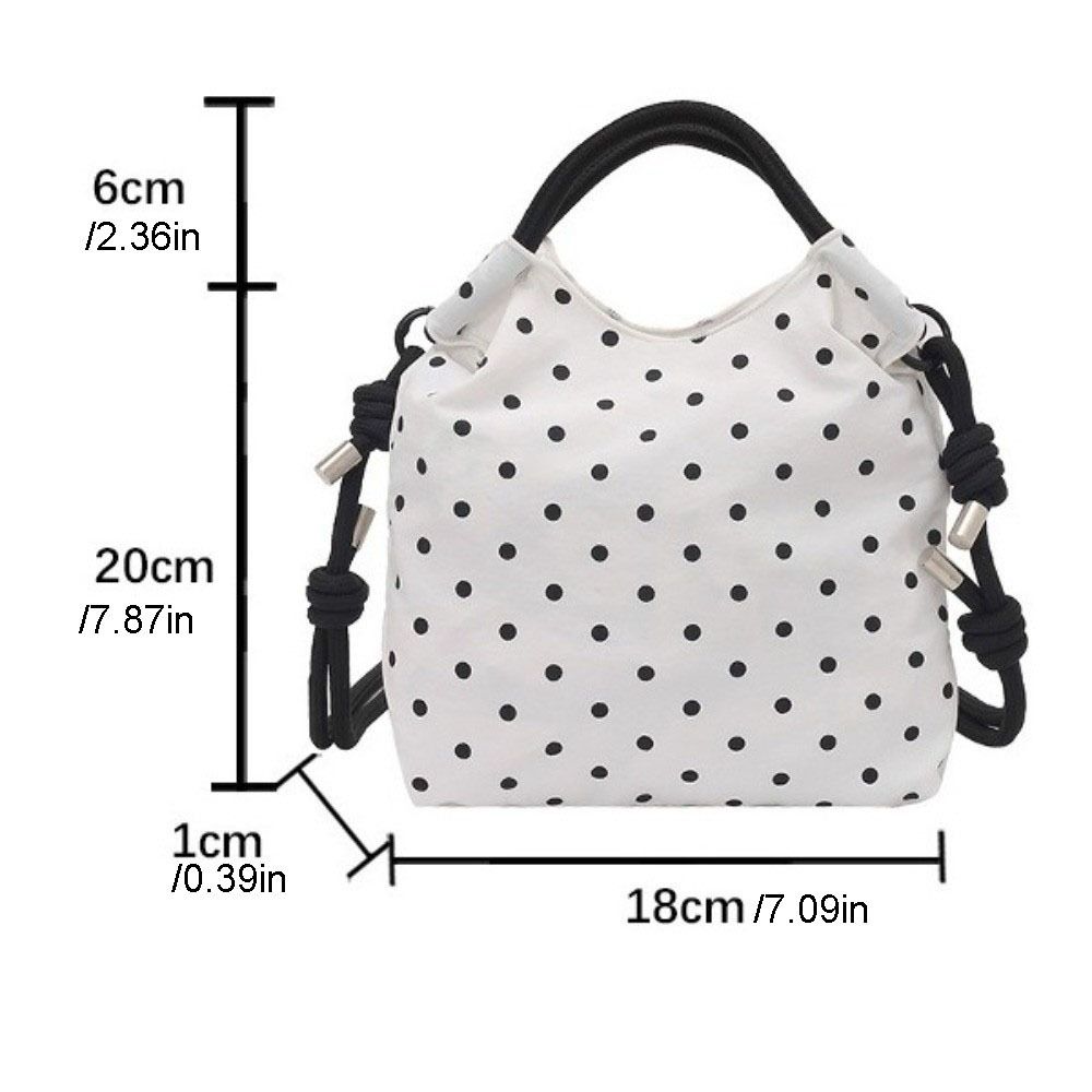Drawstring Closure Polka Dot Shoulder Bag Nylon Female Tote Bag Crossbody Bucket Bag Outdoor