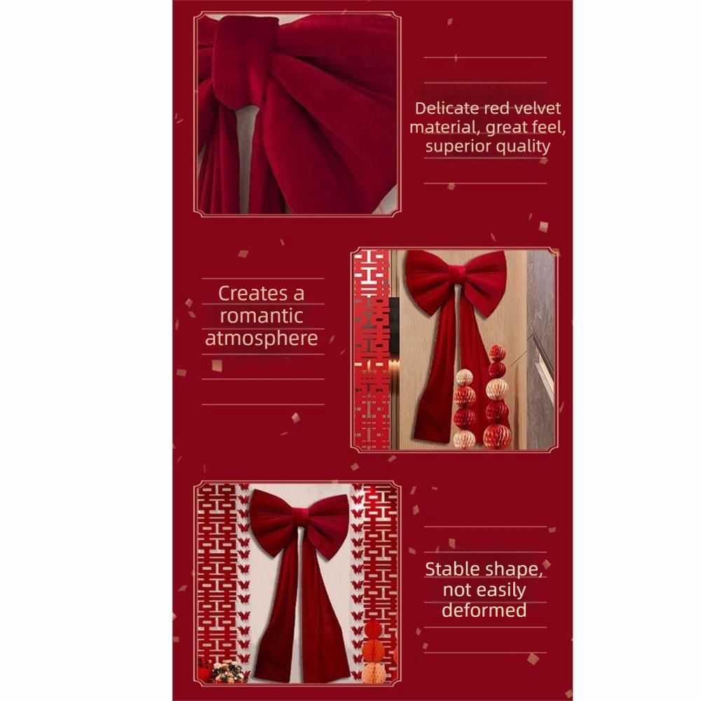 Oversized Christmas Giant Bow Soft Velvet Handcrafted Large Bow Backdrop Multi-functional Extended Ribbon Ribbon Wall Decor