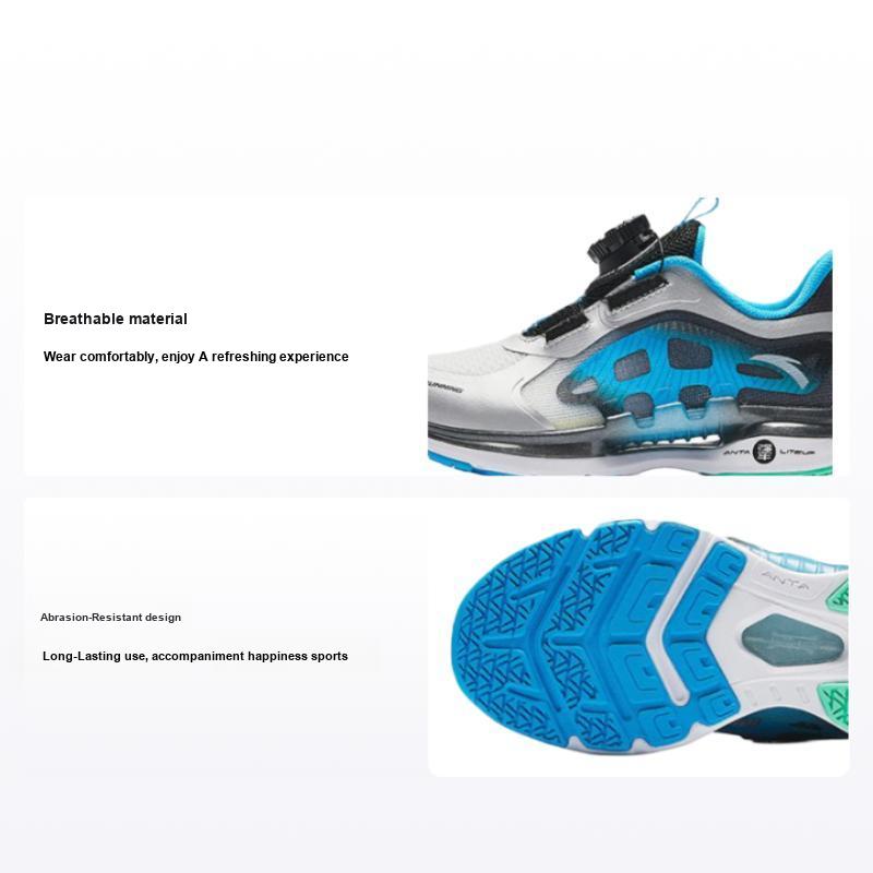 Anta Fashionable Casual Durable Breathable Low-Top Kids Running Shoes Kids Sneakers Silver Blue Black A312429978-3 28