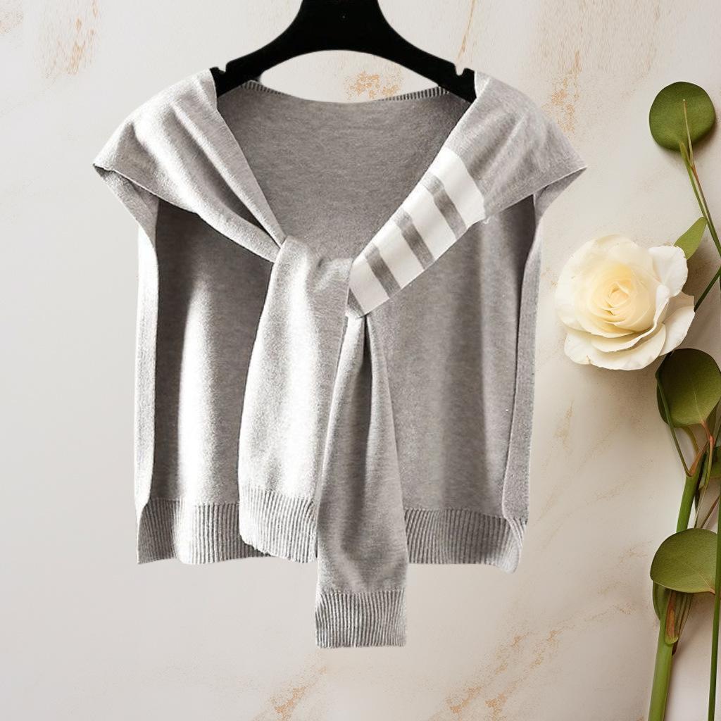 Shirt knitted striped small shawl with women s spring summer matching scarf shoulder pads versatile striped shawl
