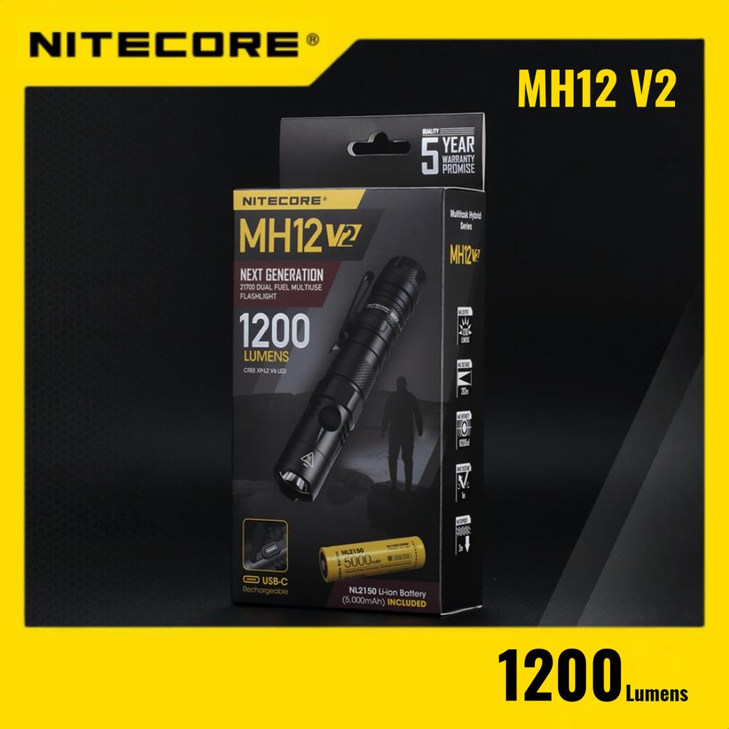 NITECORE MH12 V2 Tactical Torch Flashlight 1200LM for Camping Searching Hiking Lantern Patrol Lantern Emergency Searching
