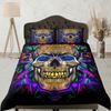 Psychedelic Skull Duvet Cover Set, Black and Multicolor Dorm Bedding, Gothic Print Quilt Cover, Custom Size Bedding Set, Bedroom Set Zipper