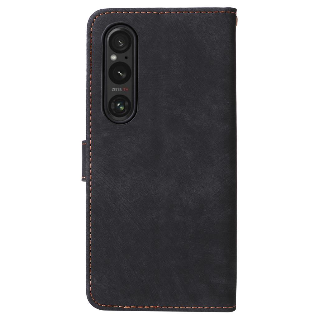 For Sony Xperia 1 VI Leather Case RFID Blocking Wallet Cover with Wrist Strap