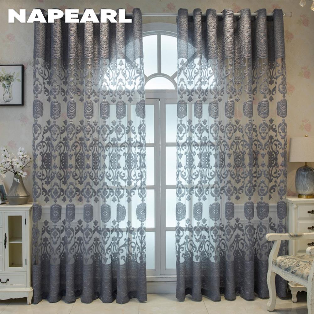 1PC NAPEARL European-style Luxury Jacquard Curtain Transparent Sheer Curtain for Living Room Bedroom Balcony WindowHome Decor