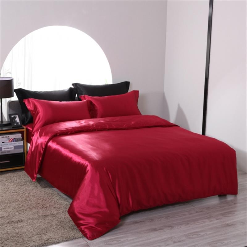 Luxury Mulberry Silk Bedding Set with Duvet Cover Fitted/Flat Bed Sheet Pillowcase Blending Silk Sheet Set Silky Satin Bedsheet