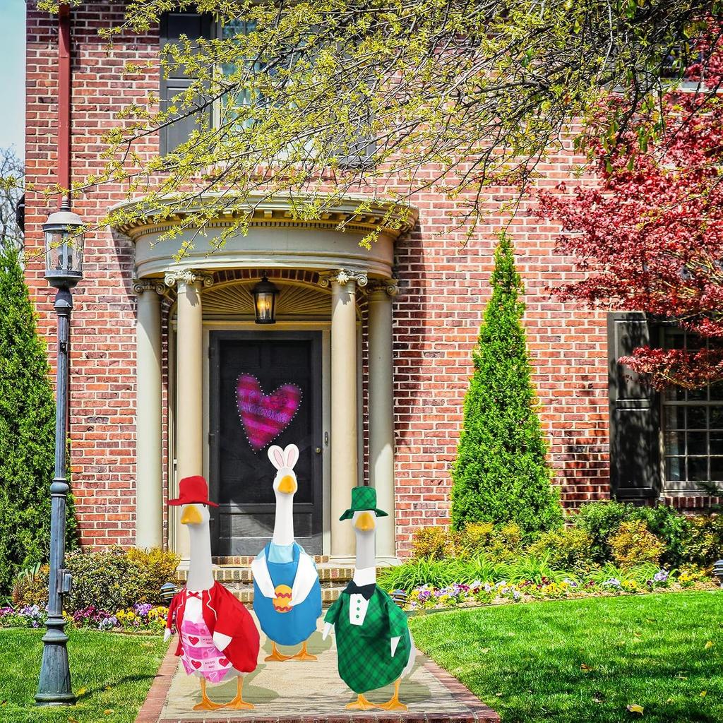 3 Pcs St. Patrick's Day Goose Outfits Valentine's Day Goose Costume Cute Easter Goose Clothes Porch Goose Outfits
