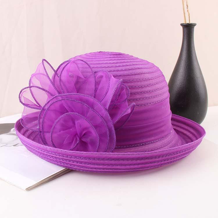 Spring summer hat elegant retro flower pot hat organza women's sun hat curled top hat sun hat tide