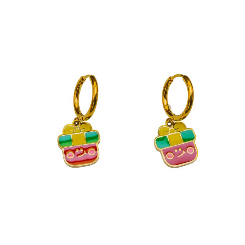 New Fashion Christmas Earrings: Creative Snowman & Tree Design In Stainless Steel