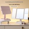 Tri-Fold LED Makeup Mirror with Lighted Desktop and Storage