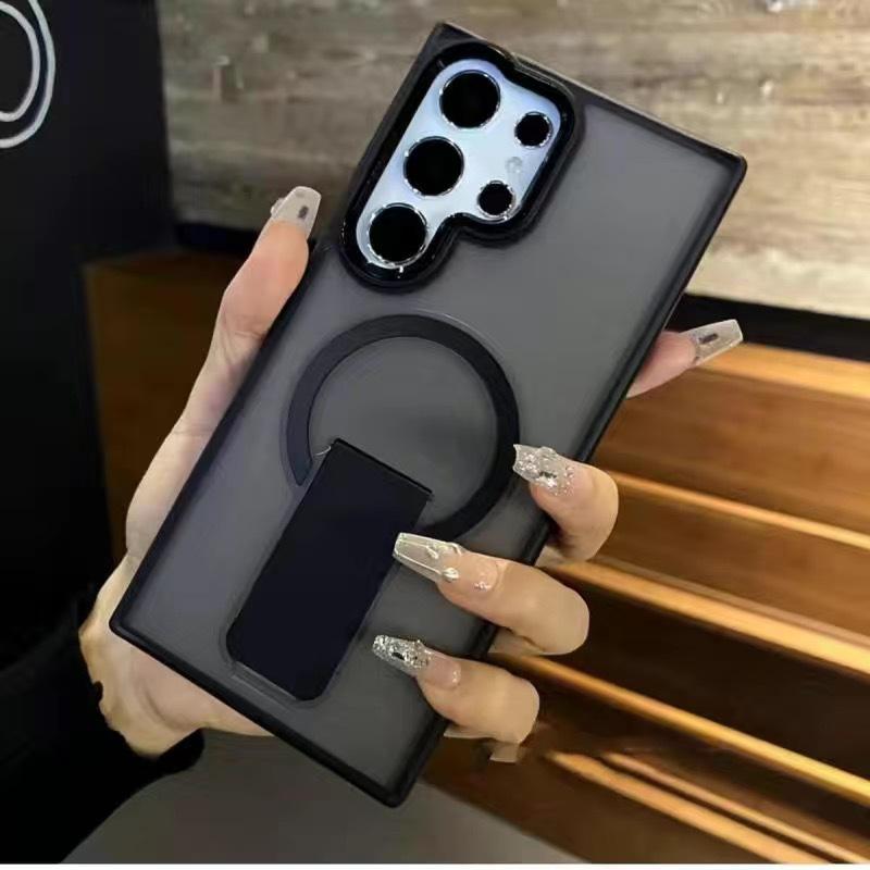 Suitable for Samsung S25ultra Mobile Phone Case Matte Bracket Magnetic Suction S24ultra Protective Case S23 New Anti Slip
