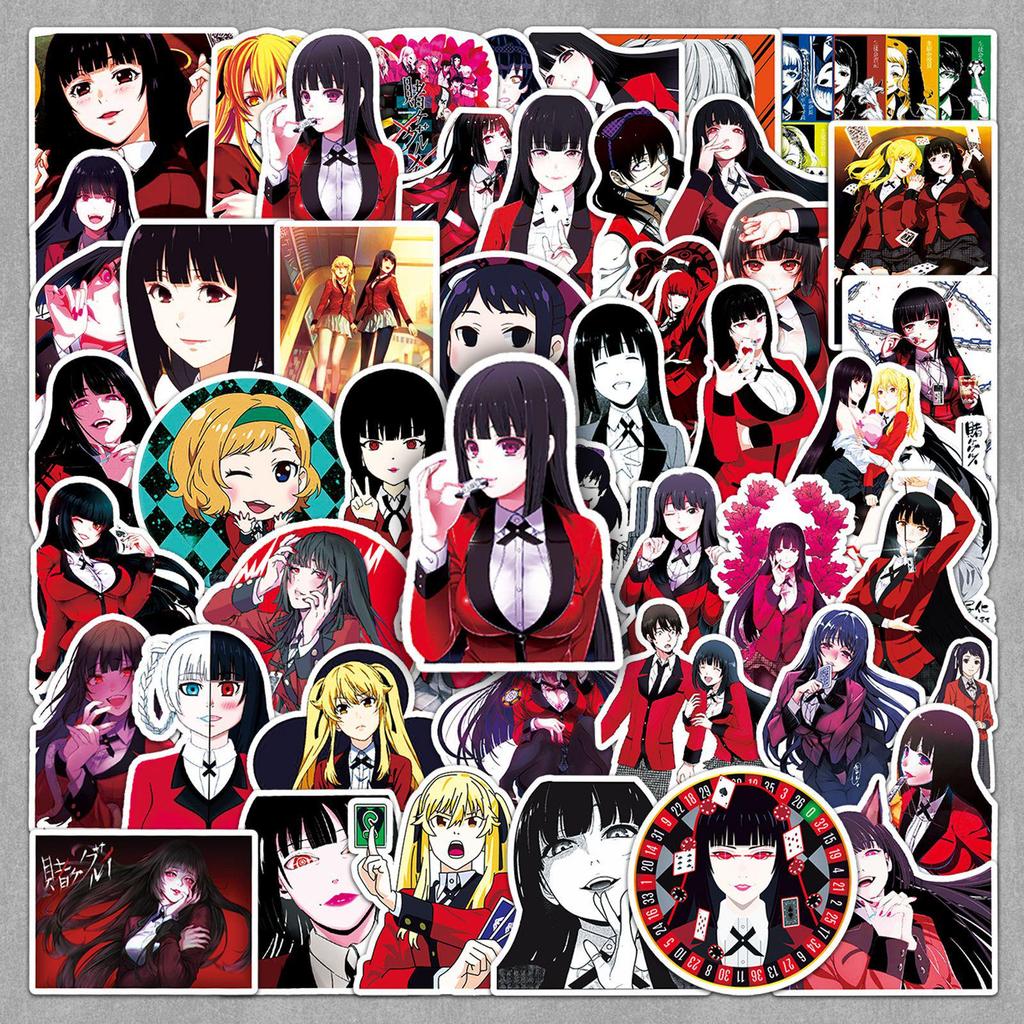 50 Kakegurui Anime Character Stickers for Personalizing Notebooks, Diaries, or Suitcases